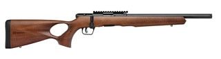 17 HMR bolt action rifle with wood thumbhole stock.